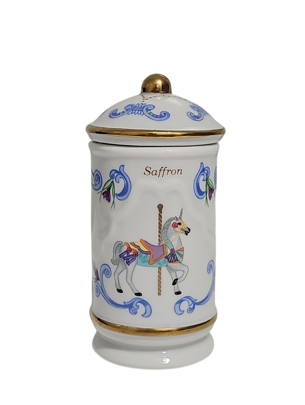 Lenox The Spice Carousel Saffron Jar w/Lid Fine Porcelain Gold Fill Trim 1993